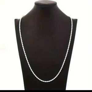 2pcs 925 SS Stamped 28" Necklace and Bracelet set - (rope braid chain)